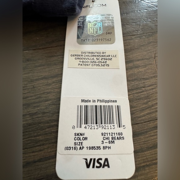 NFL Chicago Bears Kids Navy and Orange One Piece 3-6 month NWT - Picture 5 of 6